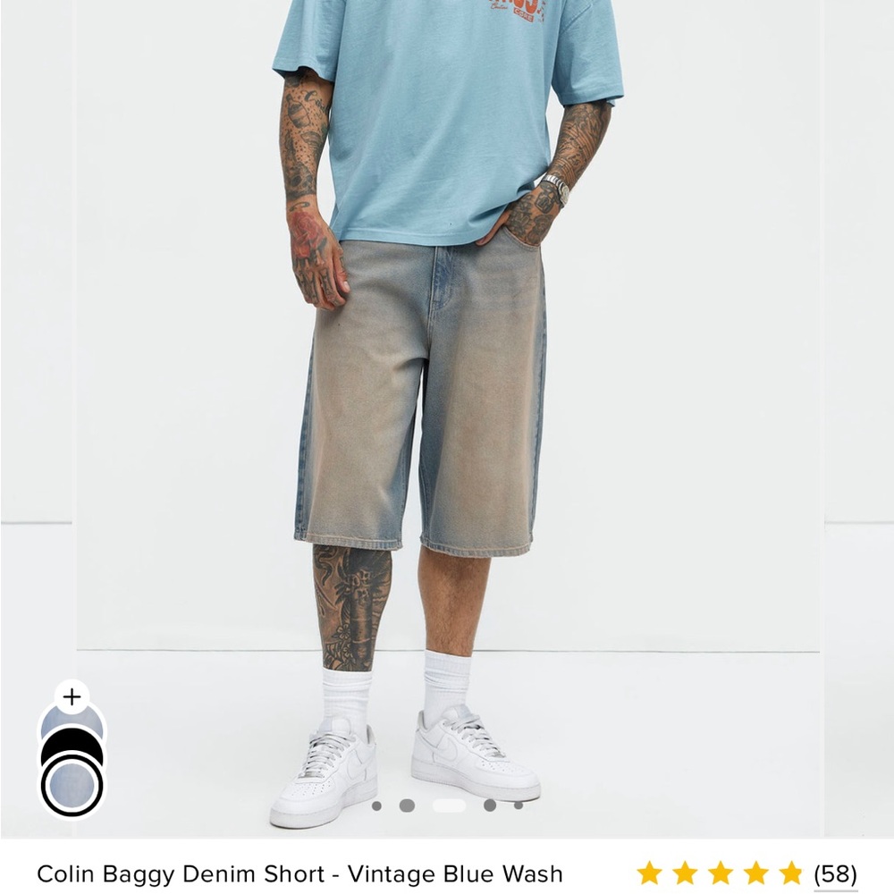 Vintage Blue Wash Baggy Denim Shorts